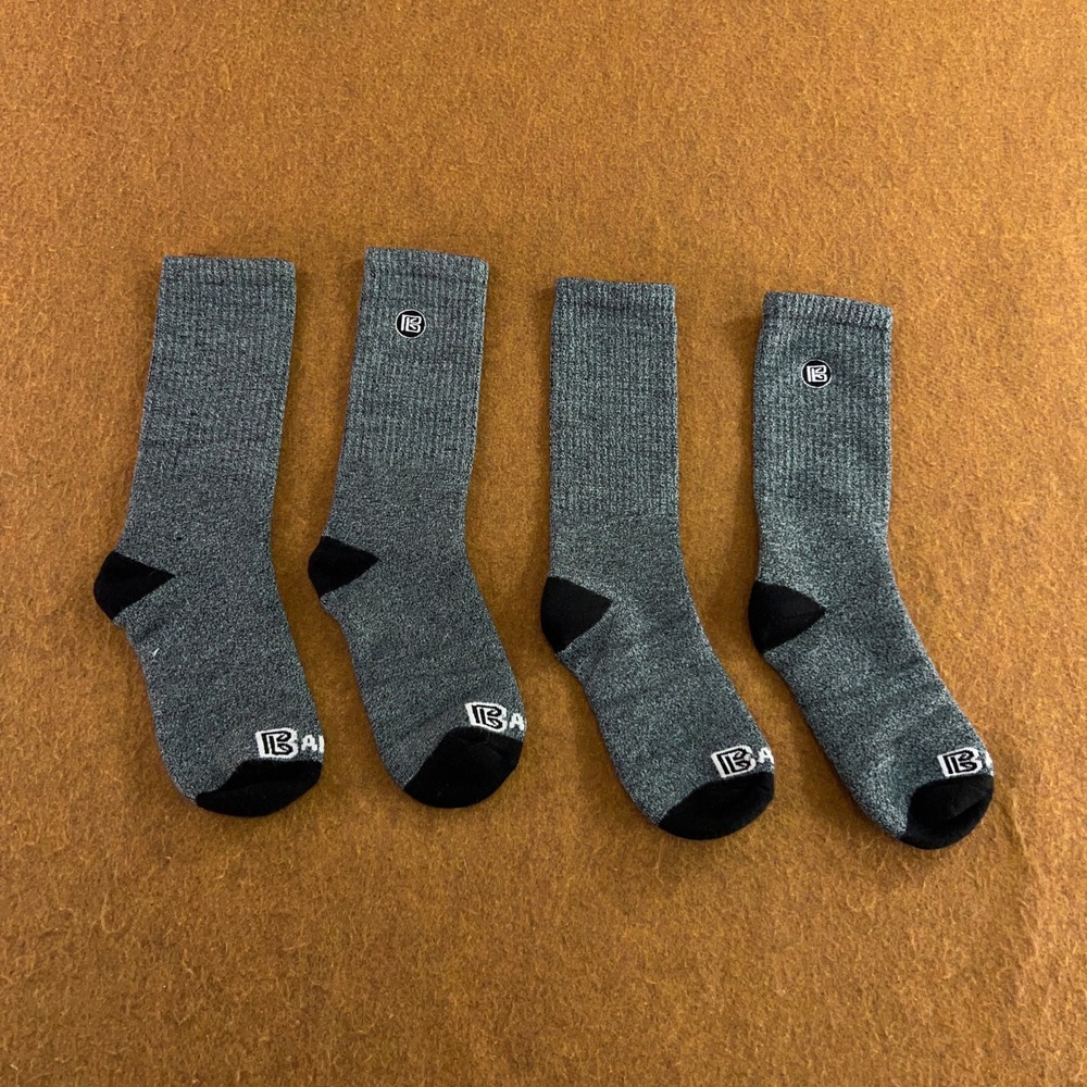 Bamboo Sports Unisex Large Heather Gray Heavy Duty Premium Crew Socks 2 Pairs